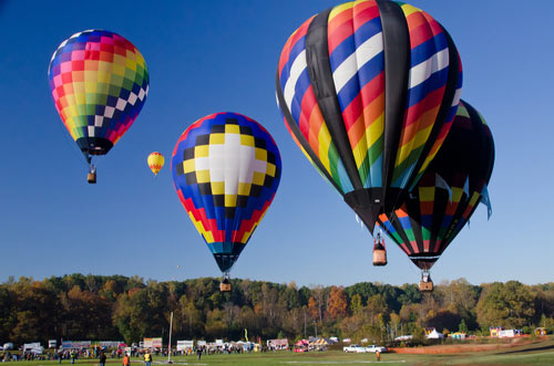 Colorful hot air balloons at annual Carolina BalloonFest in Statesville, North Carolina