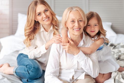 guardianship concept, grandmother with woman and little girl