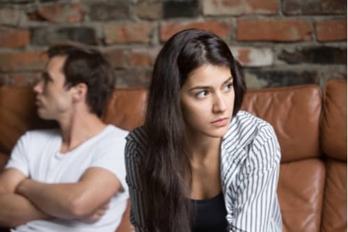 Unhappy young couple concept of divorce