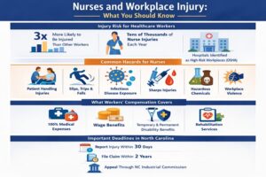 infographic with information highlights for nursing workplace injury